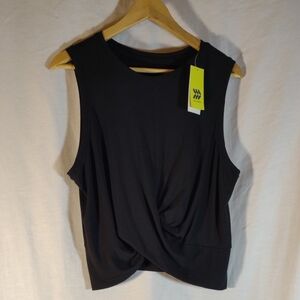 NWT All in Motion Black Twist Front Muscle Tee - Size XL